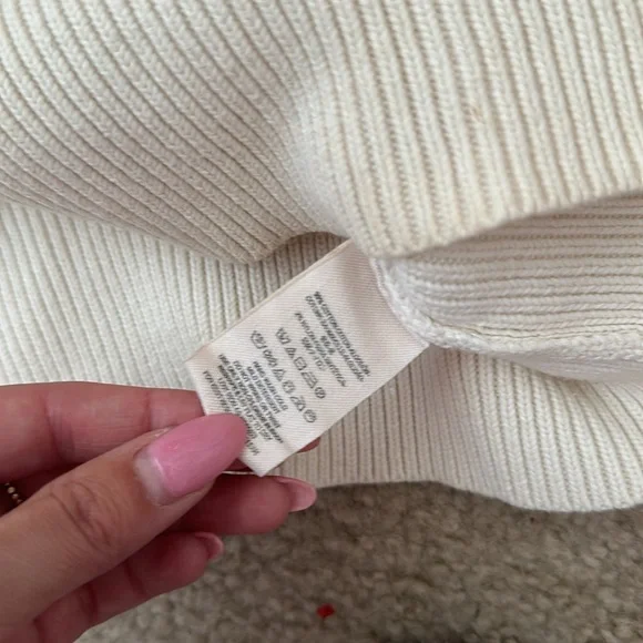 Women's Cream V-Neck Sweater - Picture 6 of 6